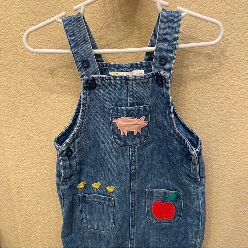 BABY BODEN Farm Life Jean Overalls Size 6-12M